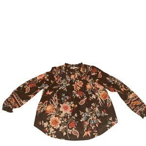 Loft Women’s Medium  Floral Peasant Ruffle Sleeve